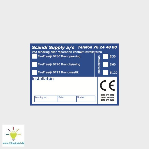 FireFree CE-Etiket "B780-B790-B722-B280" - 100 stk/roll