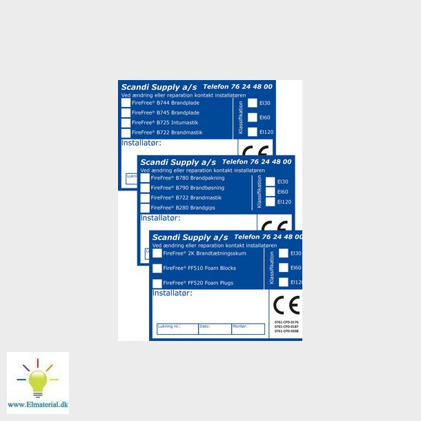 FireFree CE-Etiket "B744-B745-B725-B722", Kundetryk