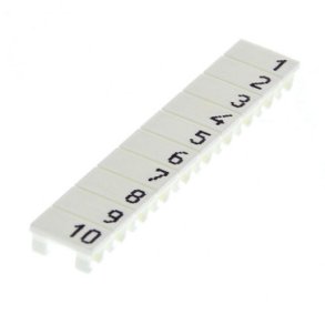 M&auml;rkningsetikett f&ouml;r kopplingsplintar 2,5 mm2 skruvmodeller, 10 plastetiketter M&auml;rkt sekventiellt 1-10 XW