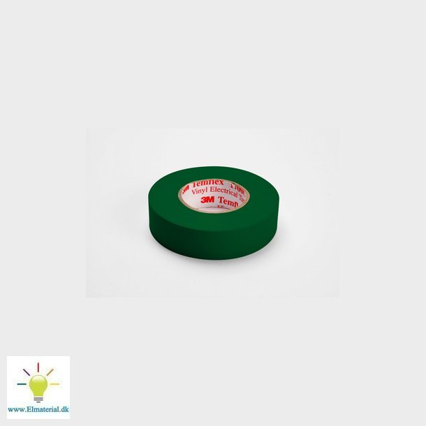 3MTM Temflex 1500 vinyl tape, for isolering og mrkning. 0.15 mm, tyk. 15 mm, x 10 m. Grn