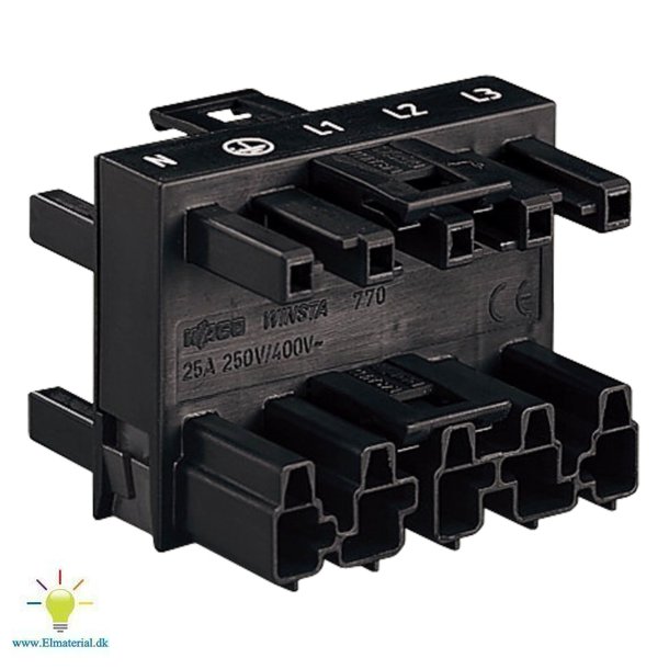 Afgreningsblok 3-Vejs 5P Sort