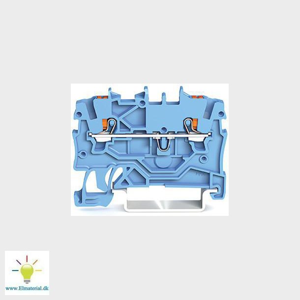 2-leder-gennemgangsklemme, betjeningsknap 1 mm2, bl