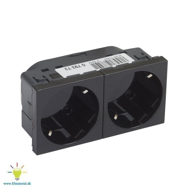 Mosaic Dobelt Schuko 4M Sort