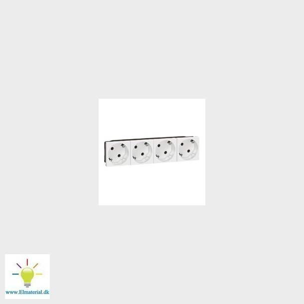 Stikkontakt&nbsp;4 X Schuko Mj Hvid