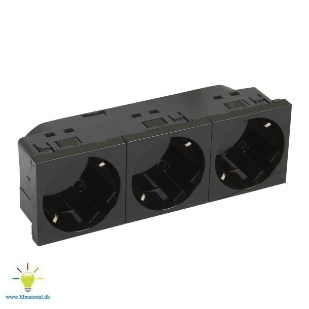 Mosaic Trippel Schuko 6M Sort