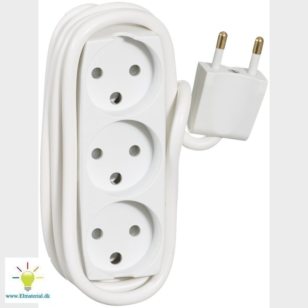 3-Stikdse U/J M/1,5M Hvid