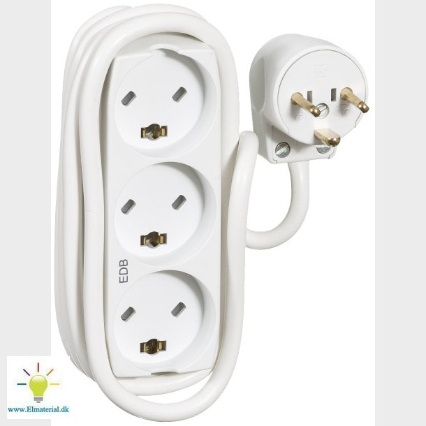 3-Stikdse M/J Edb M/1,5M Hvid