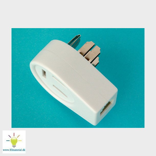 Teleadapter 3P Dk/Rj 45 Hvid