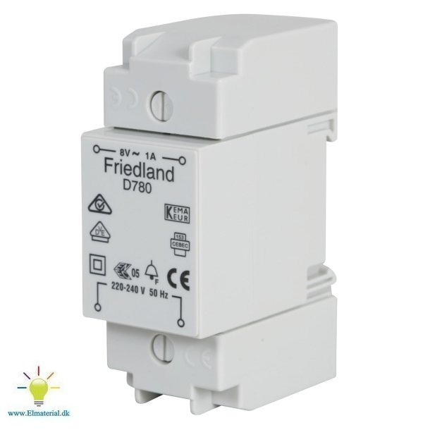 Ringetrafo 8V 1A D780 Din/Vg