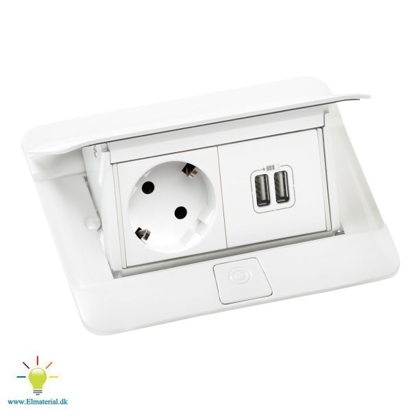 Popup Komp 4M Usb+Schuko Hvid