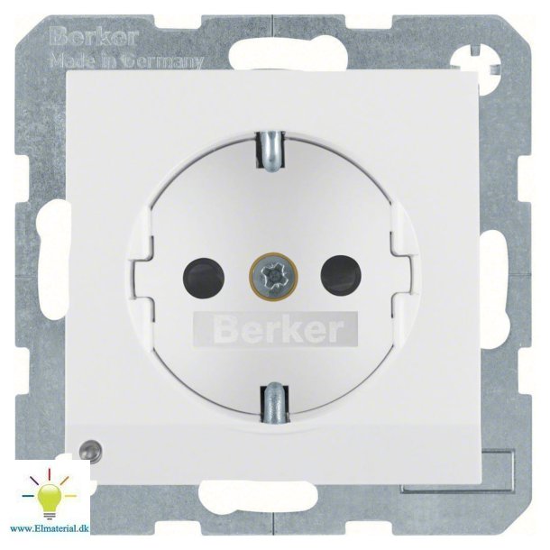 Stikkontakt M/Led Lys S/B Hvid