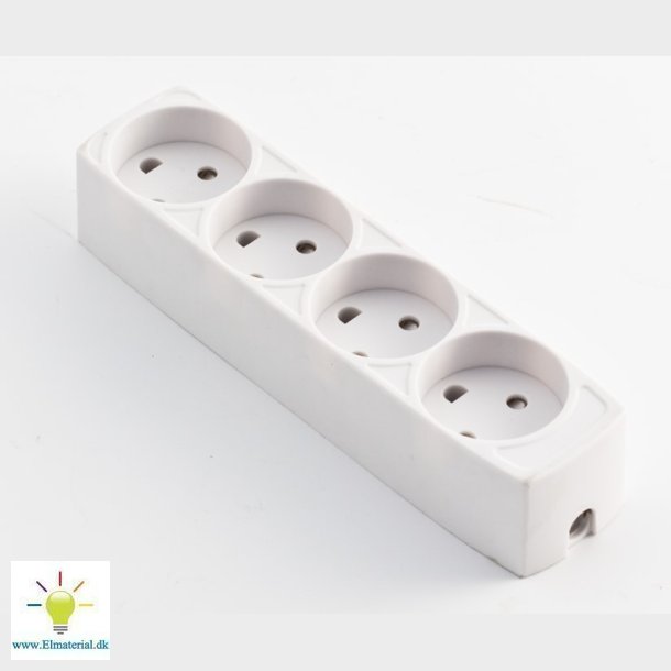 4-Stikdse U/J M/Dummy Hvid