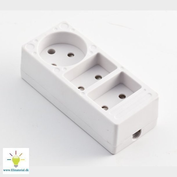 3-Stikdse U/J 2F+1R Hvid