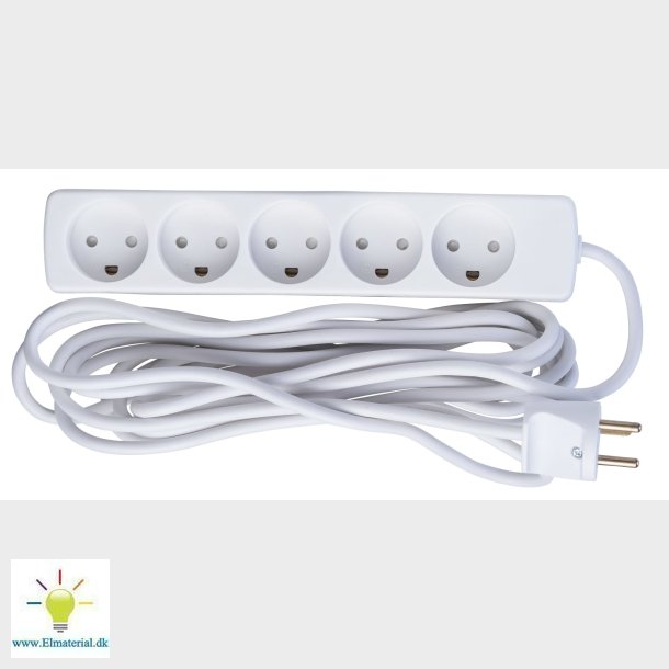 5-Stikdse M/J 5M Hvid