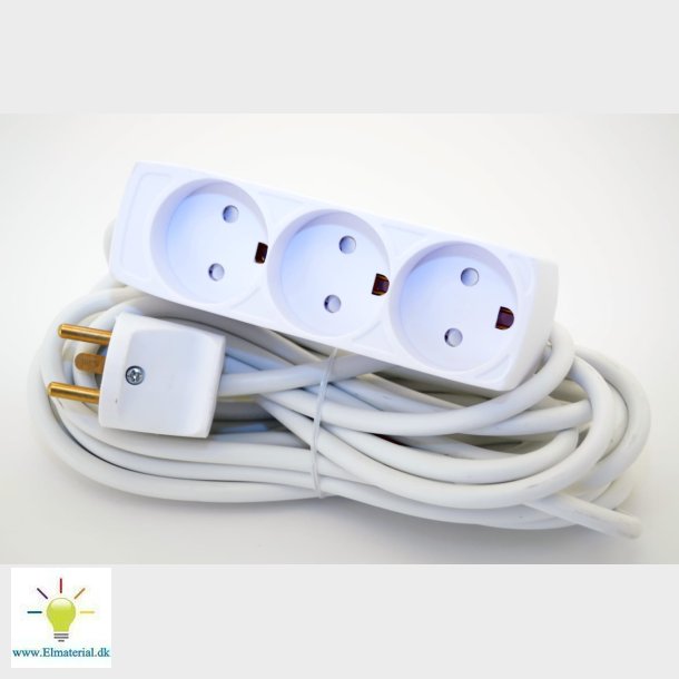 3-Stikdse M/J 5M Hvid