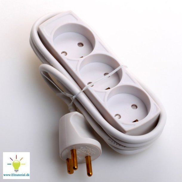 3-Stikdse M/J 1,5M Hvid