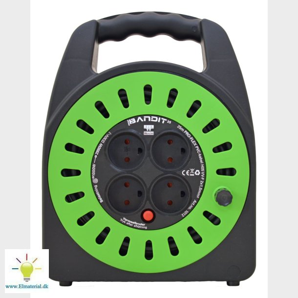 Kabeltrumma M / 4 Uttag 2X1 25M