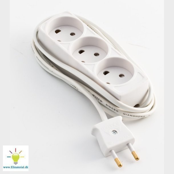 3-Stikdse U/J M/Dum 1,5M Hvid