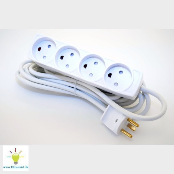 4-Stikdse M/J 5M Hvid