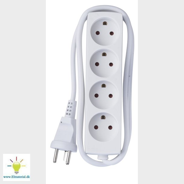 4-Stikdse M/J 1,5M Hvid