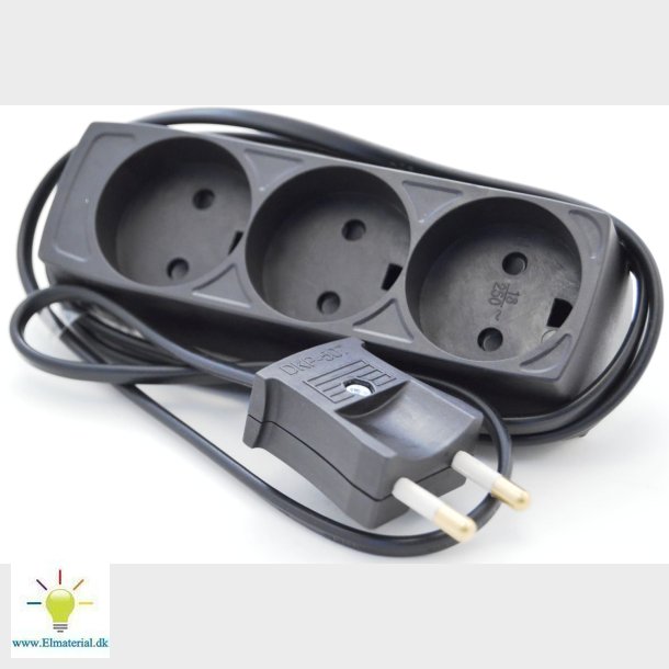 3-Stikdse U/J M/Dum 1,5M Sort