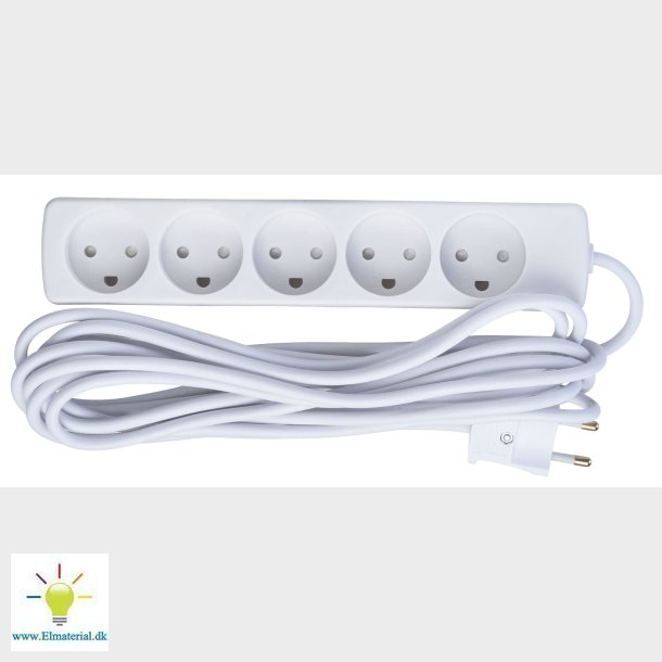 5-Stikdse U/J 5M Hvid