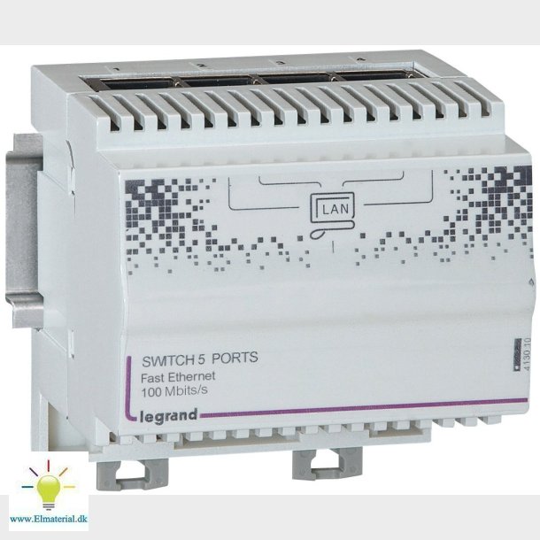 Switch 5P 10/100 T/Din-Skinne
