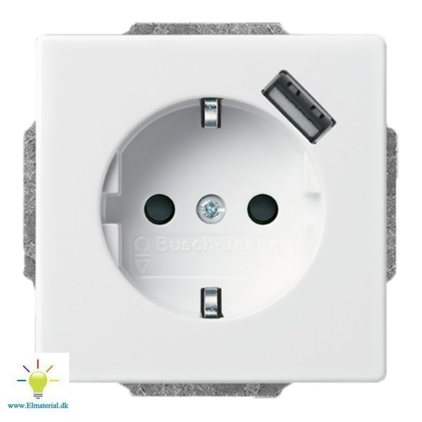 Usb-Stikk. Semi 16A/700Ma Hvid