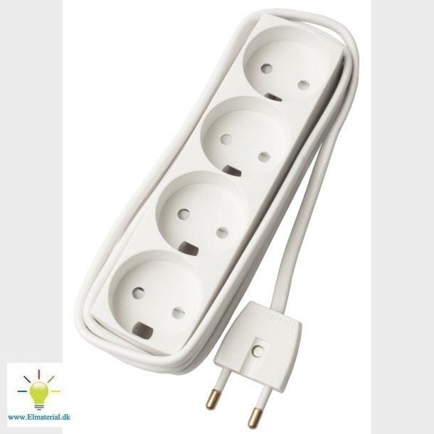 4-Stikdse U/J M/Dum 1,5M Hvid