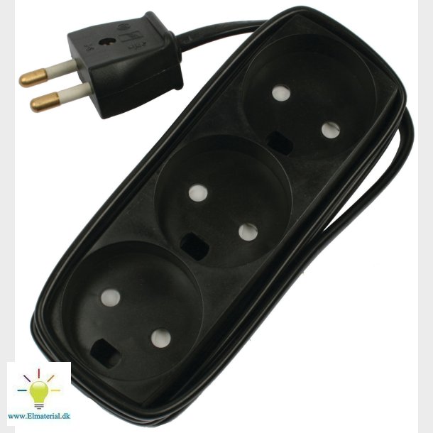 3-Stikdse U/J M/Dum 1,5M Sort