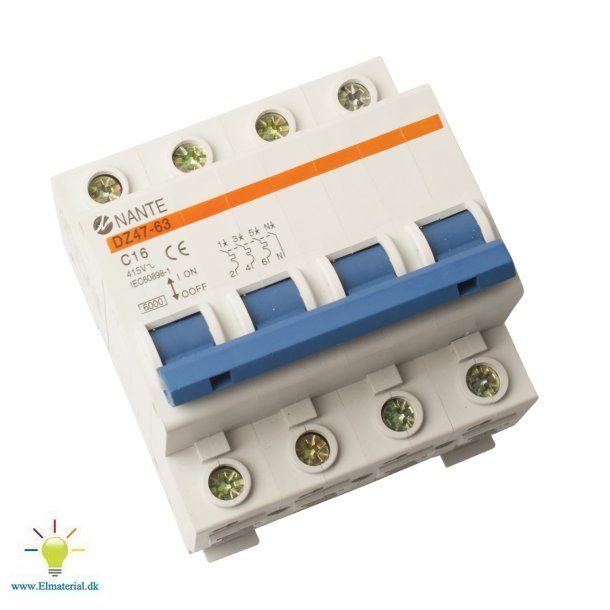 Automatsikring C 16A 3P+N 6Ka