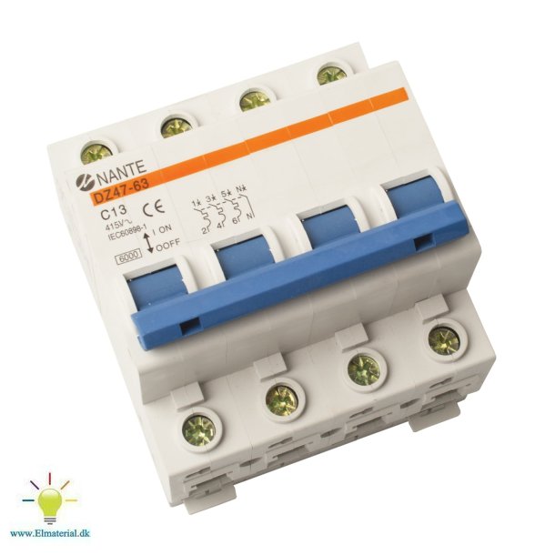 Automatsikring C 13A 3P+N 6Ka