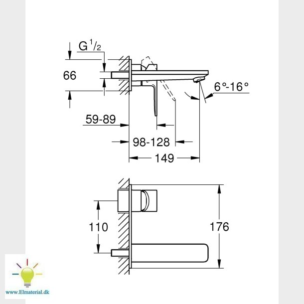 Lineare 2-Huls Hndvaskbatteri